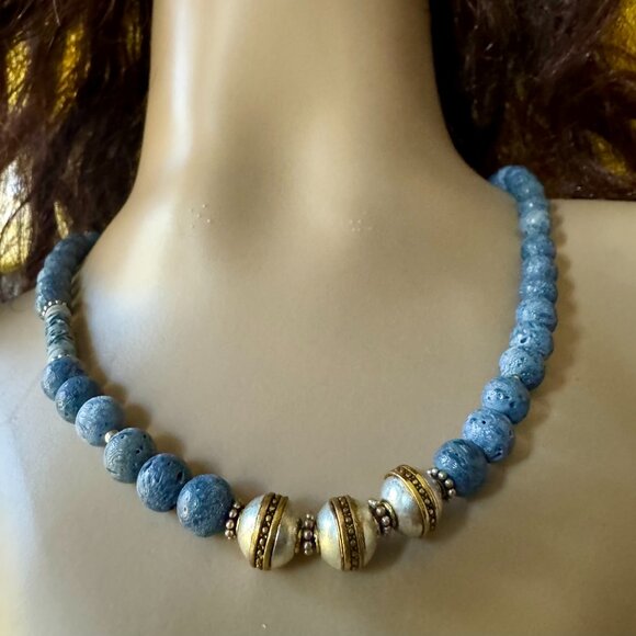 Unique One of a Kind Blue Sponge Coral Necklace Only You will have - Picture 4 of 11